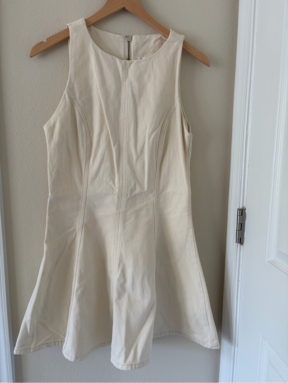 stradivarius Cream Sleeveless Fit-and-Flare Mini Dress